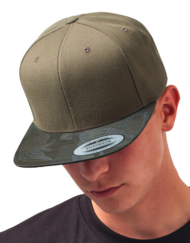Flexfit Camo Visor Snapback, Olive Camo, One Size bedrucken, Art.-Nr. 392685310