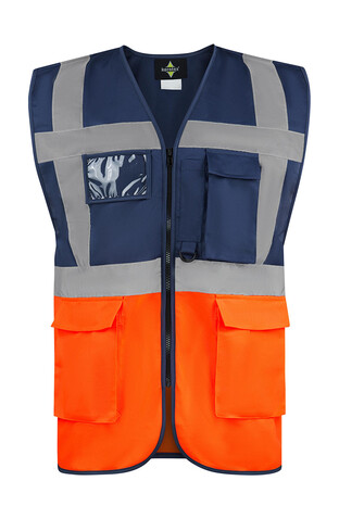 Korntex Executive Safety Vest Hamburg, Navy/Orange, 3XL bedrucken, Art.-Nr. 403132557