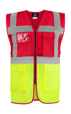 Korntex Executive Safety Vest Hamburg, Red/Yellow, 2XL bedrucken, Art.-Nr. 403134596
