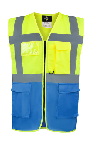 Korntex Executive Safety Vest Hamburg, Yellow/Blue, 3XL bedrucken, Art.-Nr. 403136537
