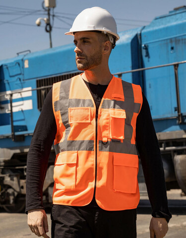 Korntex Mesh Multifunctional Vest Athens, Orange, M bedrucken, Art.-Nr. 405134103