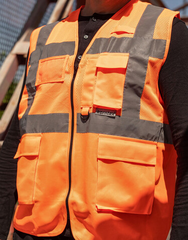 Korntex Mesh Multifunctional Vest Athens, Orange, M bedrucken, Art.-Nr. 405134103