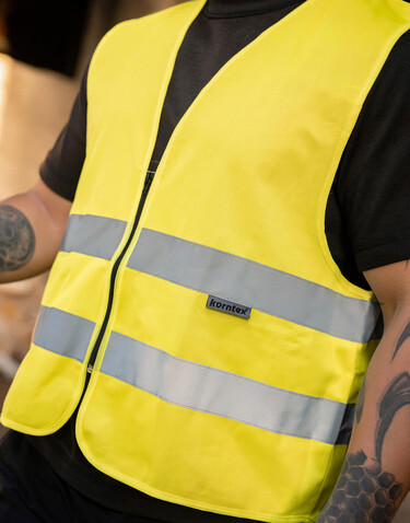 Korntex Safety Vest with Zipper Cologne, White, L bedrucken, Art.-Nr. 406130004