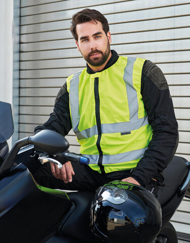 Korntex Hi-Vis Biker Vest Schleiz, Yellow, L bedrucken, Art.-Nr. 417136004