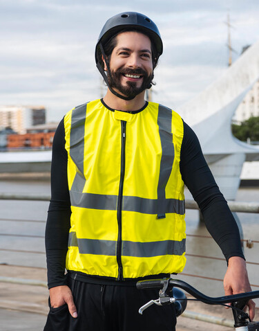 Korntex Hi-Vis Biker Vest Schleiz, Yellow, L bedrucken, Art.-Nr. 417136004