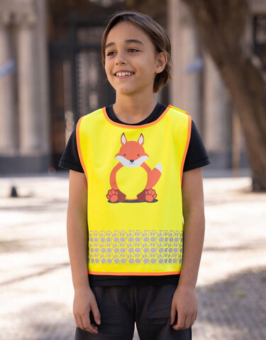 Korntex Children`s Safety Vest Funtastic Wildlife, Lion Yellow, 2XS bedrucken, Art.-Nr. 431138001