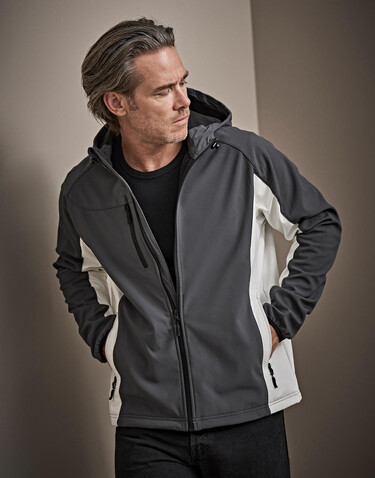 Tee Jays Hooded Lightweight Performance Softshell, Black/Dark Grey, S bedrucken, Art.-Nr. 435541532