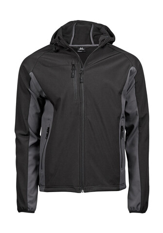 Tee Jays Hooded Lightweight Performance Softshell, Black/Dark Grey, M bedrucken, Art.-Nr. 435541533