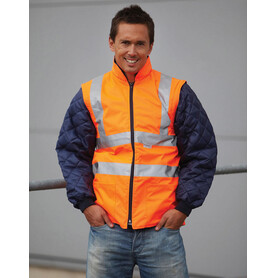 Yoko Fluo Quilted Jacket with Zip-Off Sleeves, Fluo Orange, S bedrucken, Art.-Nr. 495774053
