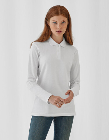 B &amp; C ID.001 LSL /women Polo, White, XS bedrucken, Art.-Nr. 503420002