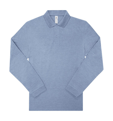 B &amp; C My Polo 210 LSL, Heather Blue, M bedrucken, Art.-Nr. 530423293