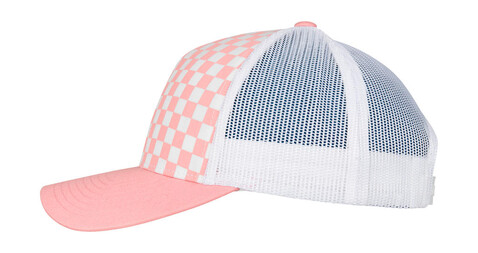 Flexfit Checkerboard Retro Trucker, Lightrose/White, One Size bedrucken, Art.-Nr. 624684560
