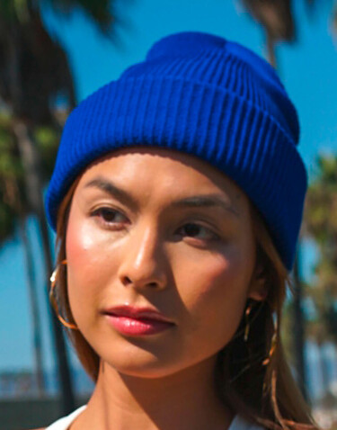 Flexfit Recycled Yarn Ribbed Knit Beanie, Black, One Size bedrucken, Art.-Nr. 628681010