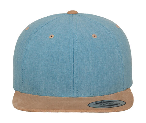 Flexfit Chambray-Suede Snapback, Blue/Beige, One Size bedrucken, Art.-Nr. 638683580