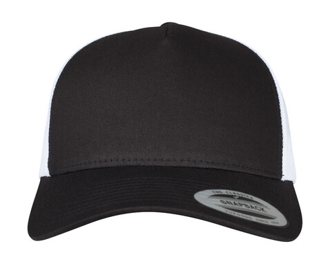Flexfit 5-Panel Retro Trucker 2-Tone Cap, Black/White, One Size bedrucken, Art.-Nr. 649681500