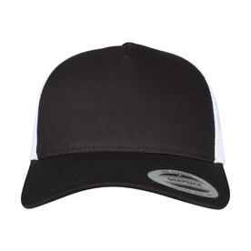 Flexfit 5-Panel Retro Trucker 2-Tone Cap, Black/White, One Size bedrucken, Art.-Nr. 649681500