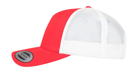Flexfit 5-Panel Retro Trucker 2-Tone Cap, Red/White, One Size bedrucken, Art.-Nr. 649684500