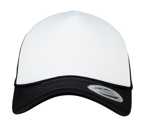 Flexfit Foam Trucker Cap Curved Visor, Black/White/Black, One Size bedrucken, Art.-Nr. 651681800