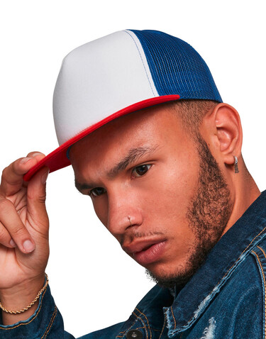 Flexfit Foam Trucker with White Front, Red/White/Royal, One Size bedrucken, Art.-Nr. 652684830 Flexfit Foam Trucker with White Front, Red/White/Royal, One Size bedrucken, Art.-Nr. 652684830