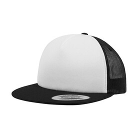 Flexfit Foam Trucker with White Front, Black/White/Black, One Size bedrucken, Art.-Nr. 652681800