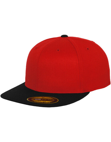 Flexfit Premium 210 Fitted 2-Tone, Black/Red, S/M bedrucken, Art.-Nr. 672681541