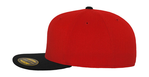 Flexfit Premium 210 Fitted 2-Tone, Black/Red, S/M bedrucken, Art.-Nr. 672681541