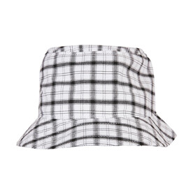 Flexfit Check Bucket Hat, White/Grey, One Size bedrucken, Art.-Nr. 693680610