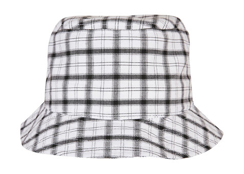 Flexfit Check Bucket Hat, White/Grey, One Size bedrucken, Art.-Nr. 693680610