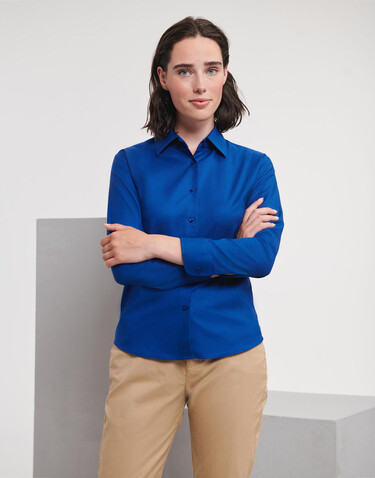 Russell Europe Ladies` Classic Oxford Shirt LS, Bright Navy, XS (34) bedrucken, Art.-Nr. 702002032