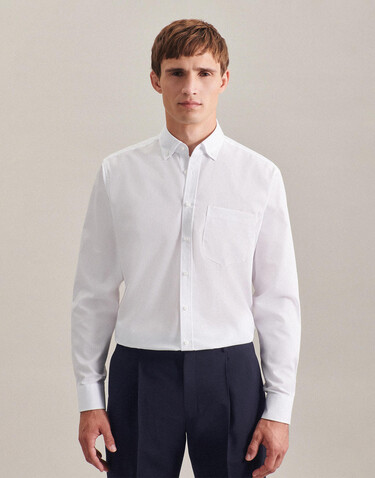 Seidensticker Seidensticker Regular Fit 1/1 Button Down, White, 43 bedrucken, Art.-Nr. 710200005