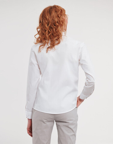 Russell Europe Ladies` Cotton Poplin Shirt LS, White, XS (34) bedrucken, Art.-Nr. 746000002