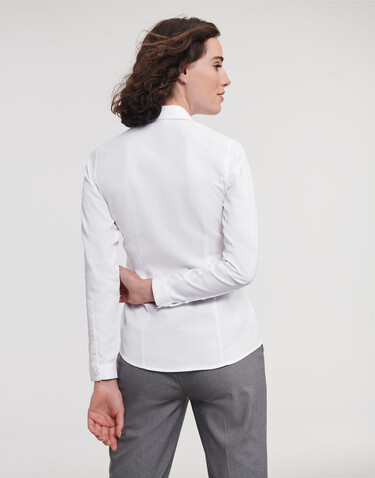 Russell Europe Ladies` LS Herringbone Shirt, White, XS (34) bedrucken, Art.-Nr. 769000002