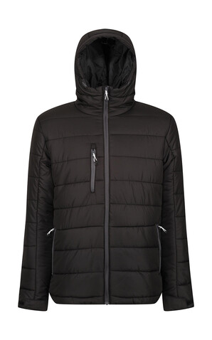 Regatta Men’s Navigate Thermal Hooded Jacket, Black/Seal Grey, S bedrucken, Art.-Nr. 791171513
