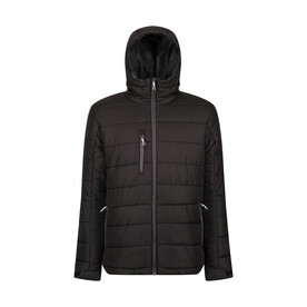 Regatta Men’s Navigate Thermal Hooded Jacket, Black/Seal Grey, S bedrucken, Art.-Nr. 791171513