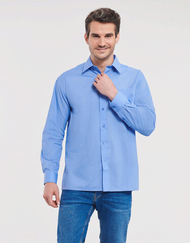 Russell Europe Poplin Shirt LS, White, S bedrucken, Art.-Nr. 794000003