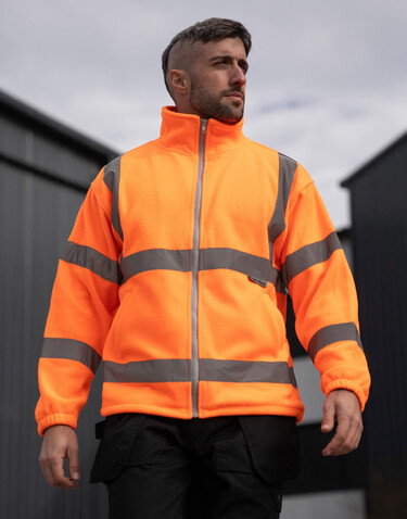 Korntex Hi-Vis Fleece Jacket Bergen, Orange, S bedrucken, Art.-Nr. 800134102