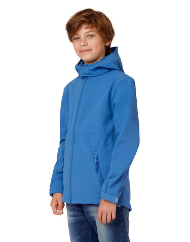 B &amp; C Hooded Softshell/kids, Black, 5/6 (110/116) bedrucken, Art.-Nr. 810421010