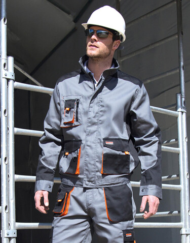 Result LITE Jacket, Grey/Black/Orange, XS bedrucken, Art.-Nr. 867331821