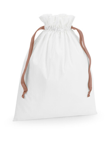 Westford Mill Cotton Gift Bag with Ribbon Drawstring, Soft White/Black, M bedrucken, Art.-Nr. 921280734