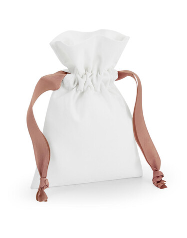 Westford Mill Cotton Gift Bag with Ribbon Drawstring, Soft White/Black, M bedrucken, Art.-Nr. 921280734