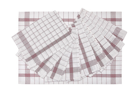 SG ACCESSORIES - BISTRO Dishcloth MILAN (10-Pack), White/Red, One Size bedrucken, Art.-Nr. 922590540