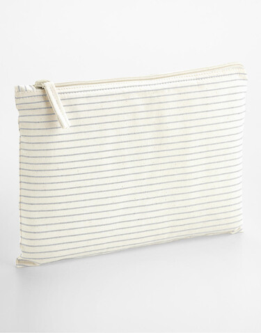 Westford Mill Striped Organic Cotton Accessory Pouch, Grey Stripe, S bedrucken, Art.-Nr. 933281323