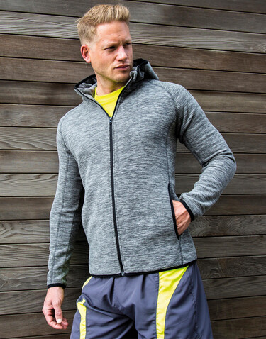 Result Men`s Microfleece Hoodi, Marl Grey/Black, 3XL bedrucken, Art.-Nr. 933331488