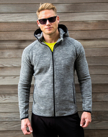 Result Men`s Microfleece Hoodi, Marl Grey/Black, 3XL bedrucken, Art.-Nr. 933331488