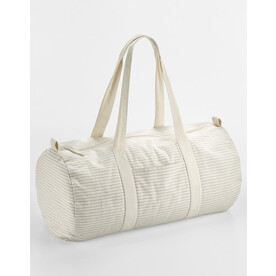 Westford Mill Striped Organic Cotton Barrel Bag, Grey Stripe, One Size bedrucken, Art.-Nr. 935281320