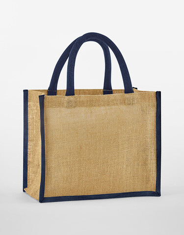 Westford Mill Natural Starched Jute Midi Tote, Natural/Navy, One Size bedrucken, Art.-Nr. 938280600