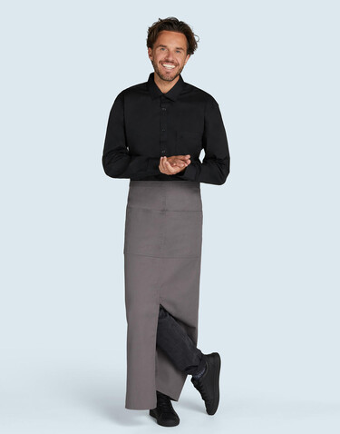 SG ACCESSORIES - BISTRO BERLIN Long Bistro Apron with Vent and Pocket, Black, One Size bedrucken, Art.-Nr. 941591010