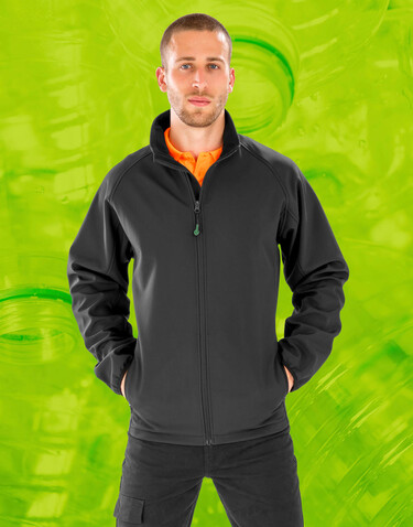 Result Men`s Recycled 2-Layer Printable Softshell Jacket, Black, S bedrucken, Art.-Nr. 957331013