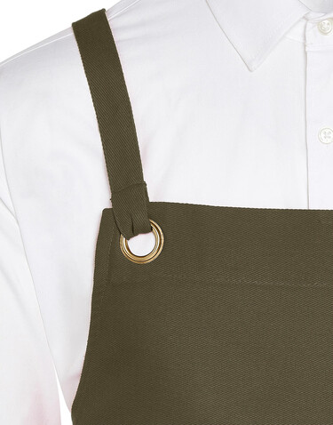 SG ACCESSORIES - BISTRO PROVENCE - Crossover Eyelets Bib Apron with Pocket, Navy, One Size bedrucken, Art.-Nr. 965592000
