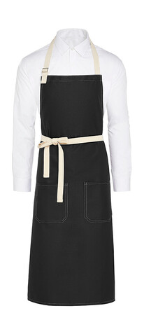 SG ACCESSORIES - BISTRO SANTORINI - Contrasted Bib Apron with Pocket, Black, One Size bedrucken, Art.-Nr. 966591010